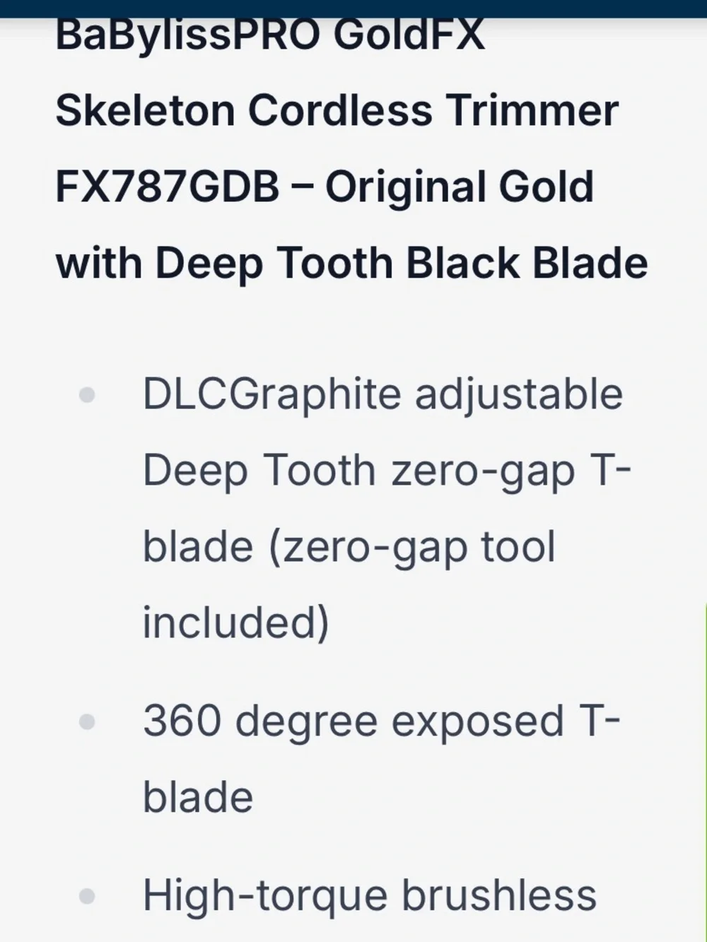 BaByliss Pro GoldFX Cordless Trimmer — Gold and Black NIB